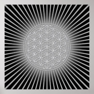 Poster Flower Of Life / Blume des Lebens - white