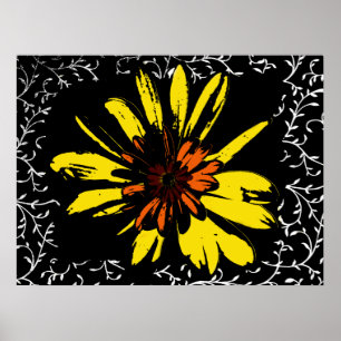 Poster Flower power jaune