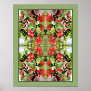 Poster Flower Quince Red Blossoms miroir Abstrait