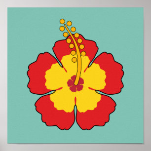 Poster Flower rouge hibiscus