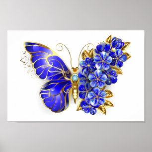 Poster Flower Sapphire Butterfly