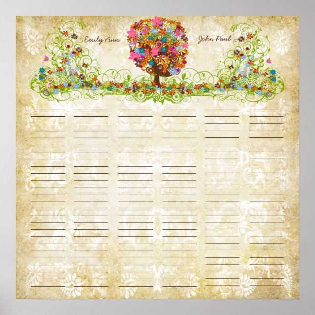 Poster Flower Tree Print  Quaker Wedding Certificate (Devant)
