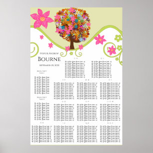 Poster Flower Tree Seating Chart Alphabetical Table #'s