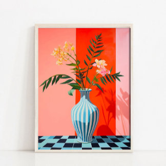 Poster Flower Vase Art Print, Abstract Still Life Oil Pai