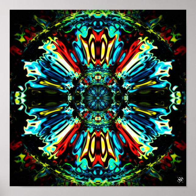 Poster Flower X v1.1 - coloré motif pareidolia (Devant)