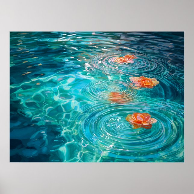 Poster Flowers Floating on Water  (Devant)