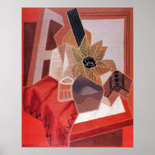 Poster Flowers on a Table by Juan Gris, Vintage Cubism