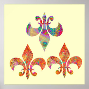 Poster Fluer-De-Lis : Motifs heureux par Navin