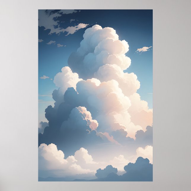 Poster Fluffy Cloudscape magnifique (Devant)