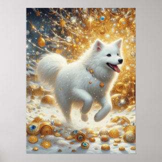 Poster Fluffy white dog