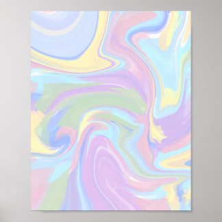Poster Fluide Abstrait Bleu Clair
