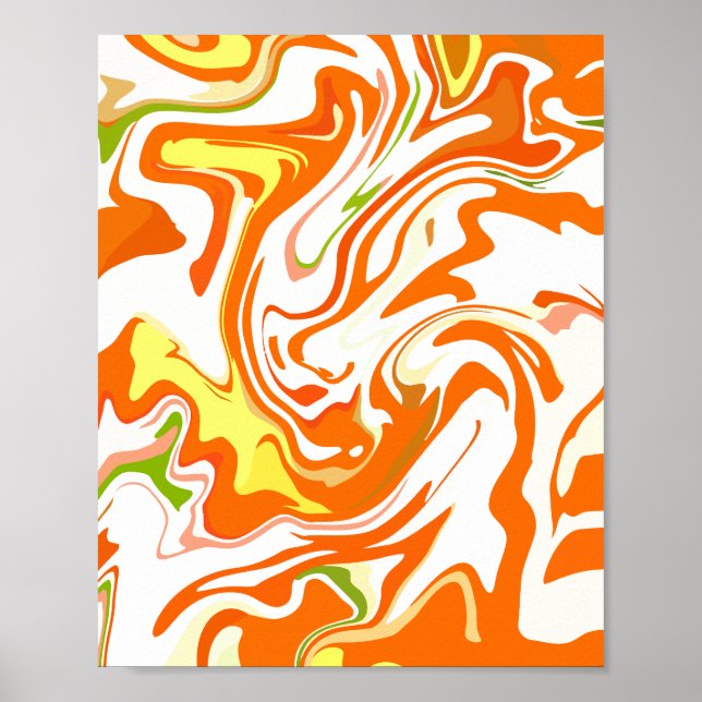 Poster Fluide Abstrait Orange Vibrant  (Devant)