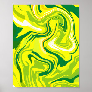 Poster Fluide Abstrait torréfaction en Jaune et Vert