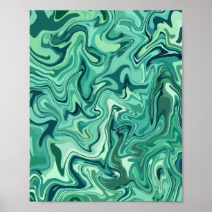 Poster Fluidité Abstraite dans les tons verts