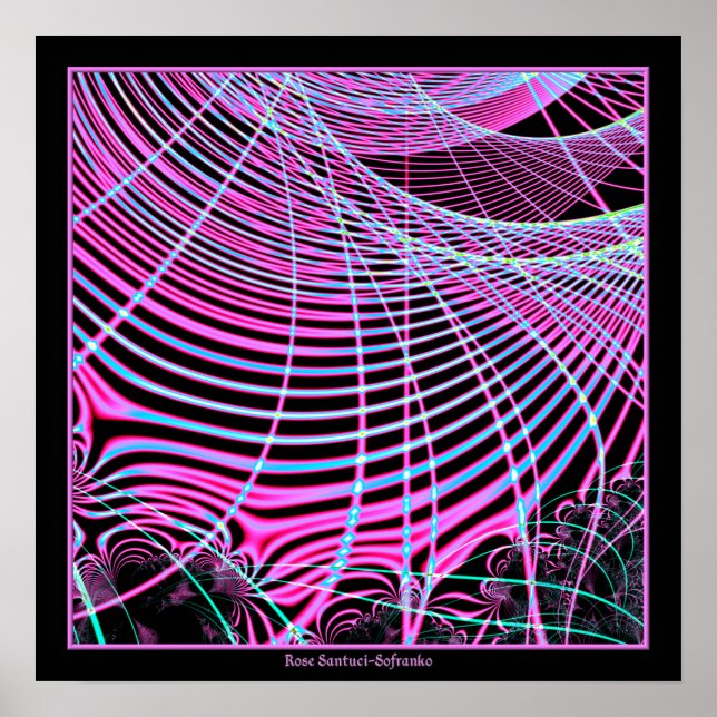 Poster Fluorescent Neon Web Fractal (Devant)