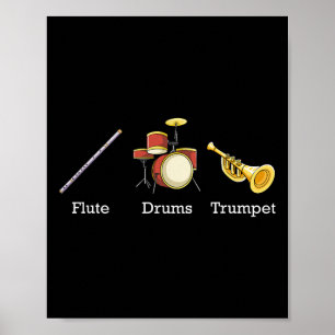 Poster Flute tambours Trumpet Instruments de bande Anti T