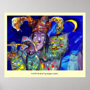 Poster FLUTIST IN BLUE / Venetian Carnival Night