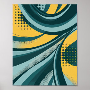Poster Flux Abstrait dynamique avec des vibrations rétro