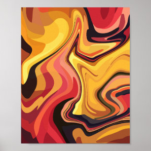 Poster Flux Abstrait jaune, orange et rouge vif