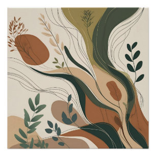 Poster Flux botanique - Nature Abstraite dans les tons de