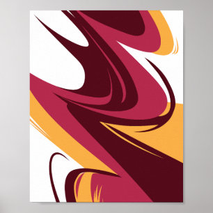 Poster Flux dynamiques Abstraits rouge, marron et jaune