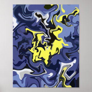 Poster Flux éthéré de Jaune et Bleu