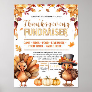 Poster Flyer de collecte de fonds pour dinde de Thanksgiv