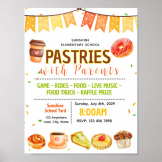 Poster Flyer modifiable de collecte de fonds pour pâtisse