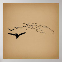 Flying Birds Art Vintage