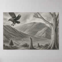 Flying Free – Croquis monochrome de la nature sauv