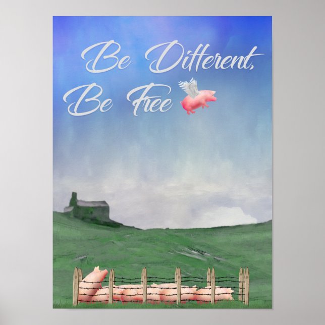 Poster Flying Pig Be Different (Devant)