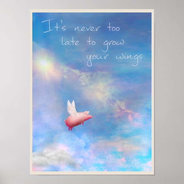 Poster Flying Pig Grow Your Wings (Devant)
