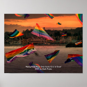 Poster "Flying Pride Flags Over Santa Cruz at Dusk"