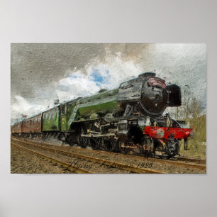 Poster Flying Scotsman oil Illustration peinte