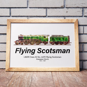 Poster Flying Scotsman Train à vapeur anglais Locomotive