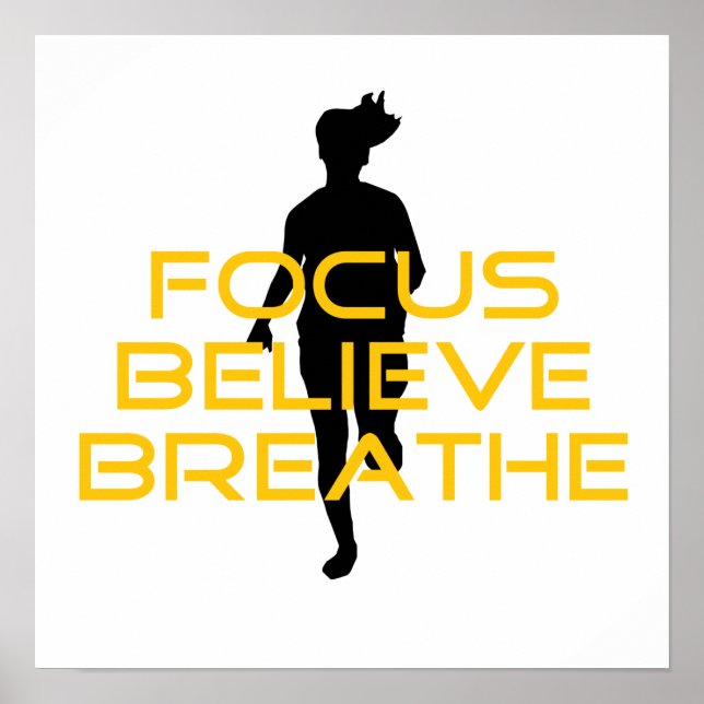 Poster Focus Croire Respirer Jaune Courir Fitness (Devant)