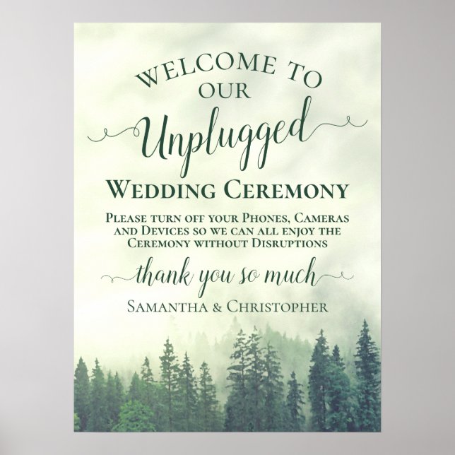 Poster Foggy Green Mountains Cérémonie de Mariage débranc (Devant)
