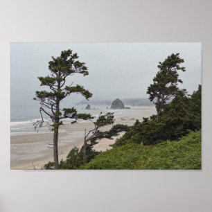 Poster Foggy Morning sur Cannon Beach, Oregon