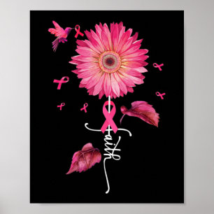 Poster Foi de marguerite rose - Sensibilisation au cancer