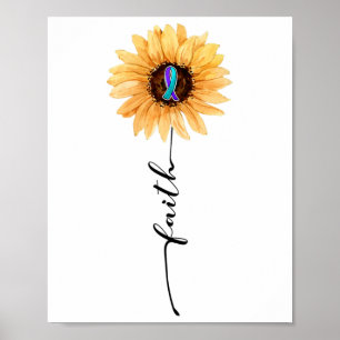 Poster Foi de tournesol bleu pourpre Prévention du suicid