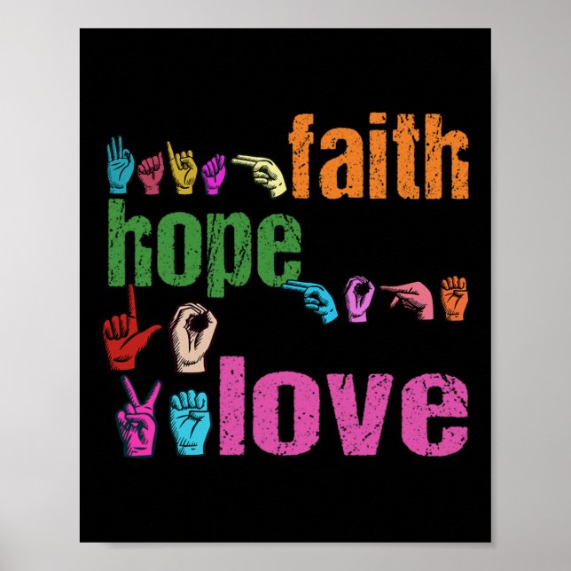 Poster Foi Espérance Amour Langue des Signes Américaine C (Devant)