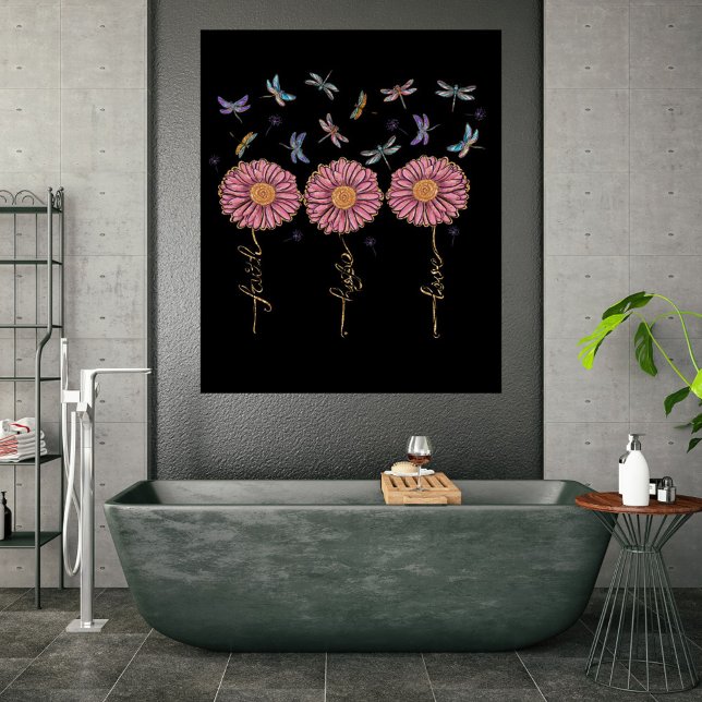Poster Foi Espoir Amour Floral Libellules & Pissenlits (Créateur téléchargé)