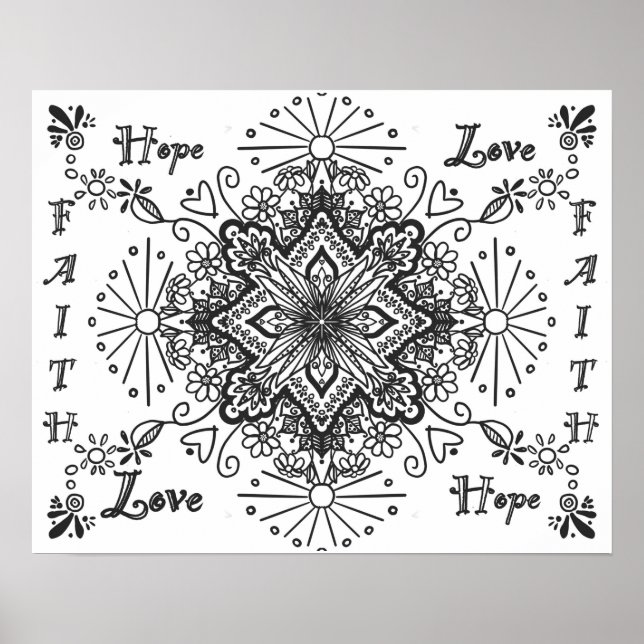 Poster Foi espoir amour, inspiration couleur adulte (Devant)