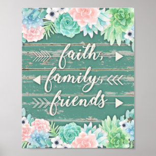 Poster Foi, famille, amis   Succulents