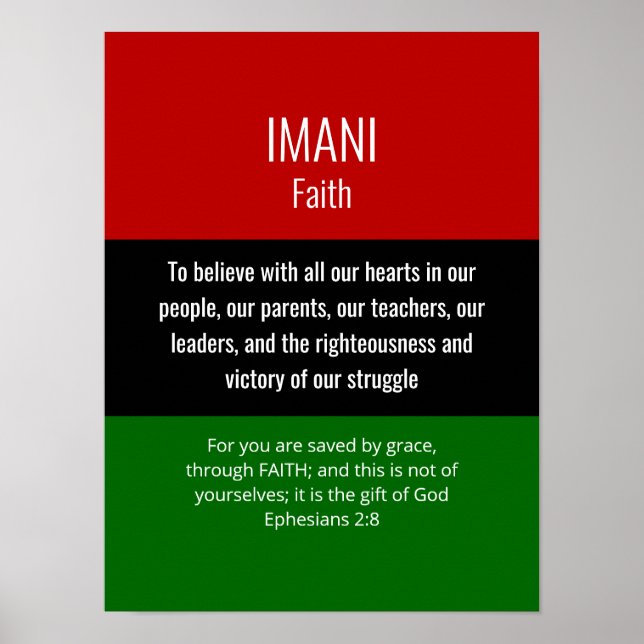 Poster Foi IMANI moderne Christian Kwanzaa (Devant)