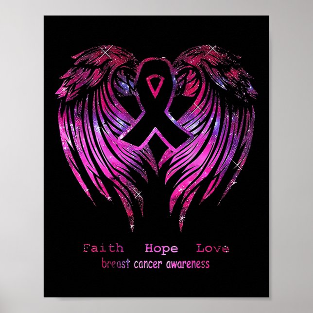 Poster Foi rose Espérance Amour Ailes Cancer du sein Sens (Devant)