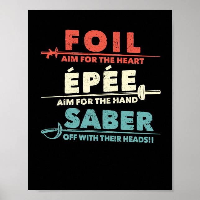 Poster foil saber définition drôles fans d'escrime epee (Devant)