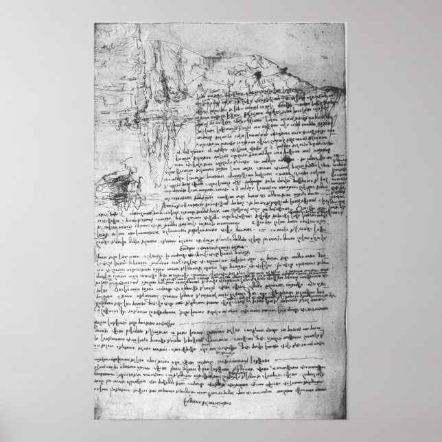 Poster Fol.145v-b, page du carnet de Da Vinci (Devant)