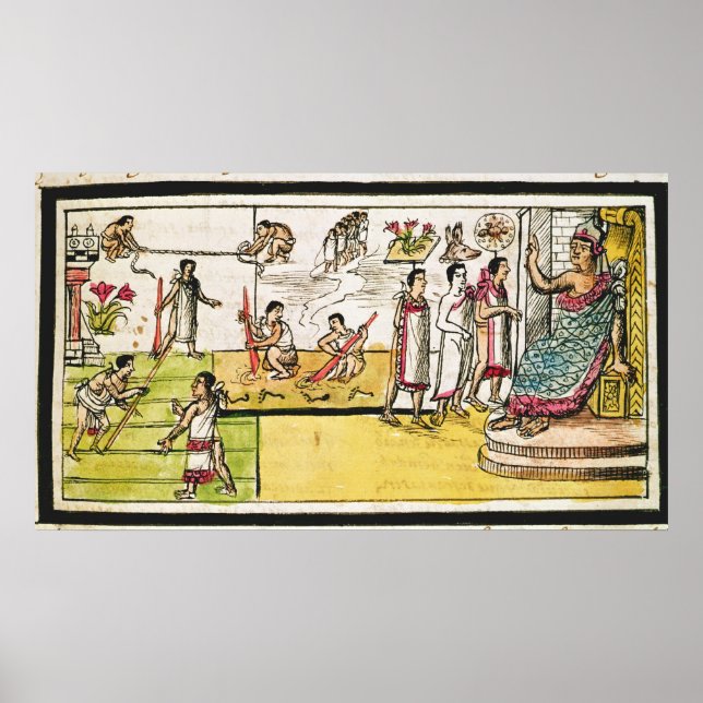 Poster Fol.40r Construction de Tenochtitlan, 1579 (Devant)