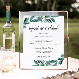 Poster Foliage abondant Signature Cocktail Menu Signer
